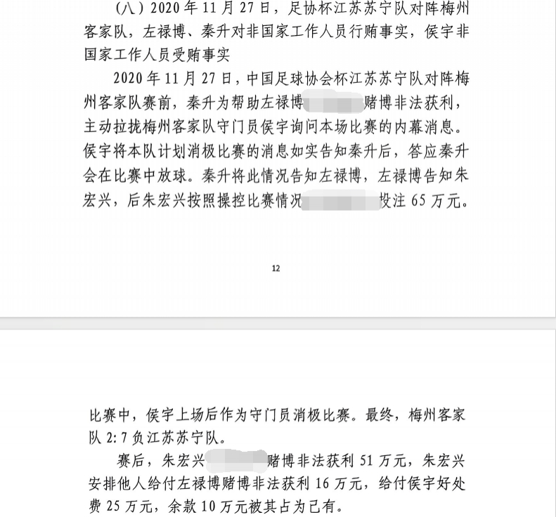 網(wǎng)傳判決書：足協(xié)杯梅州2-7江蘇，梅州門將侯宇收25萬消極比賽